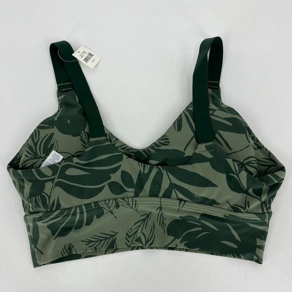 OFFLINE by Aerie Real Me Green Tropical Palm Print Sports Bra‎ Medium Support S